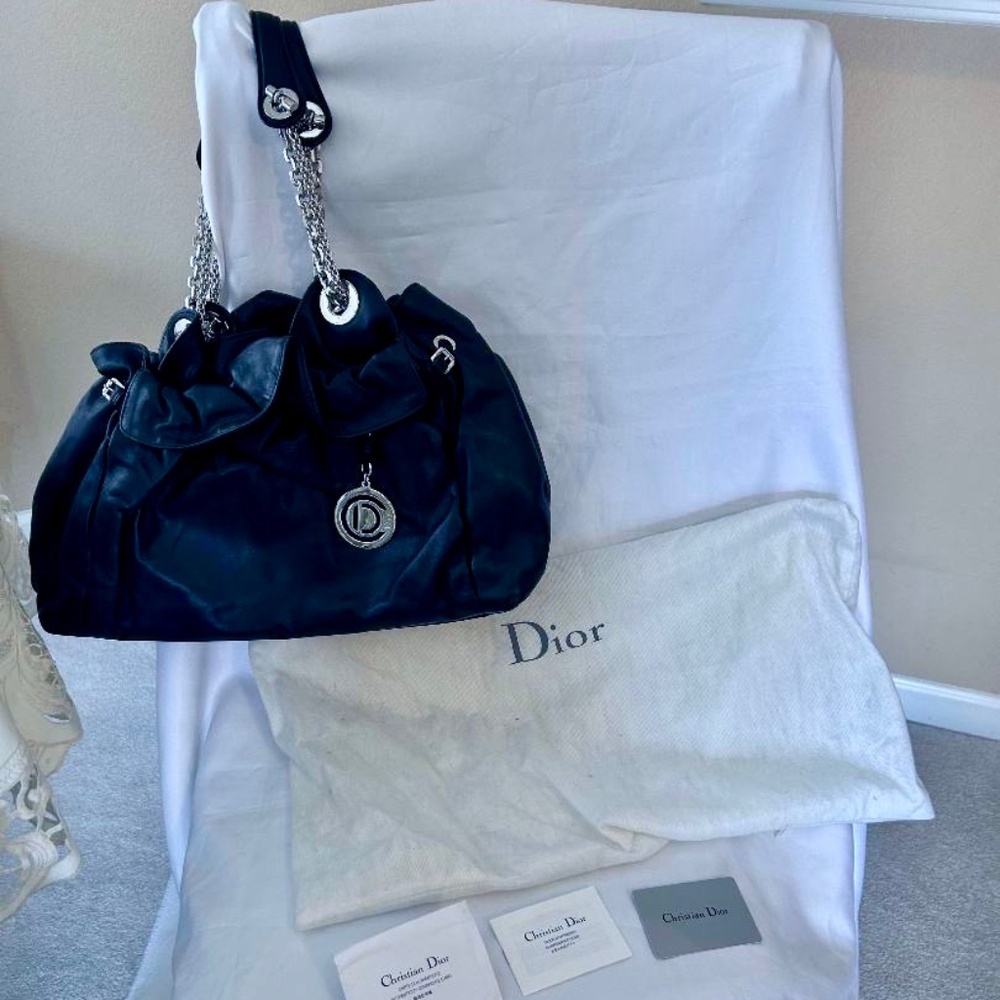 NWOT Authentic Christian Dior Black Leather Le Trente Handbag
